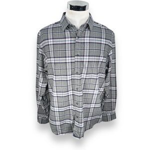 Untuckit Flannel Shirt Men’s XL Gray Blue Pink Long Sleeve Button Up 100% Cotton